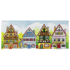 Colorful cartoon houses on a white background